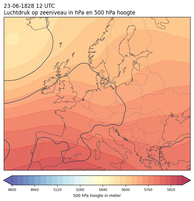 Weerkaart van 23 juni 1828 om 12 UTC