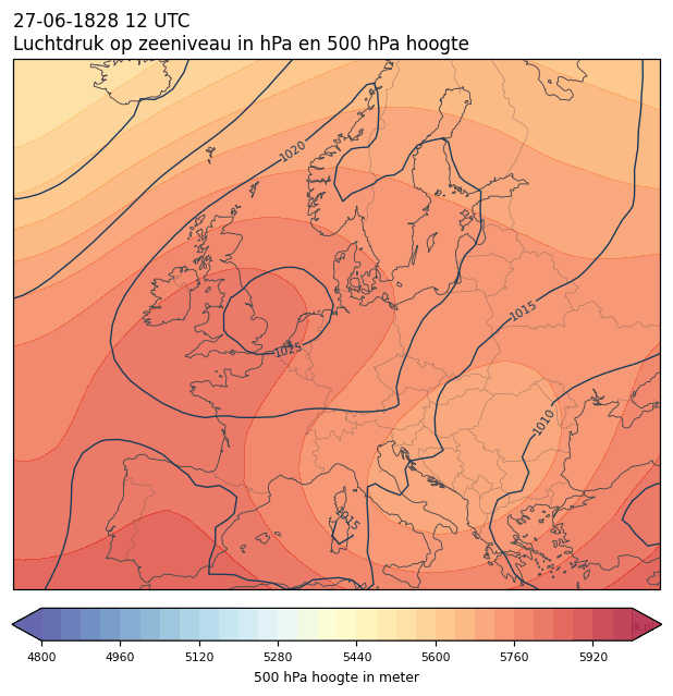 Weerkaart van 27 juni 1828 om 12 UTC