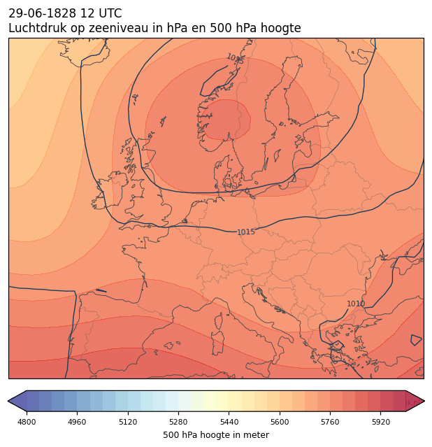Weerkaart van 29 juni 1828 om 12 UTC