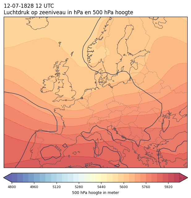 Weerkaart van 12 juli 1828 om 12 UTC