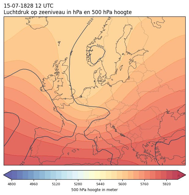 Weerkaart van 15 juli 1828 om 12 UTC