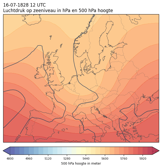 Weerkaart van 16 juli 1828 om 12 UTC