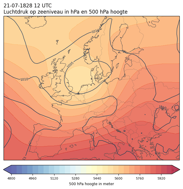 Weerkaart van 21 juli 1828 om 12 UTC
