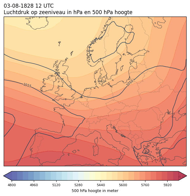 Weerkaart van 3 augustus 1828 om 12 UTC