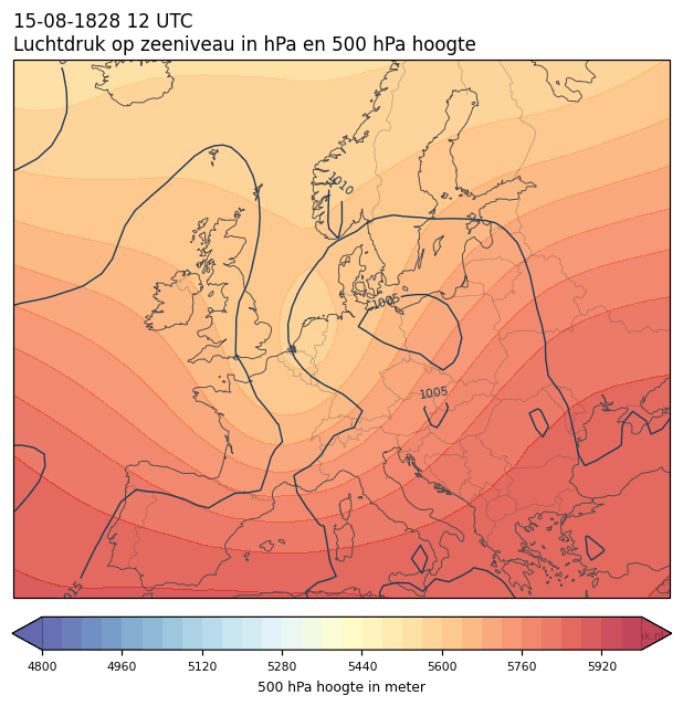Weerkaart van 15 augustus 1828 om 12 UTC