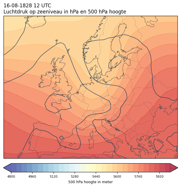 Weerkaart van 16 augustus 1828 om 12 UTC