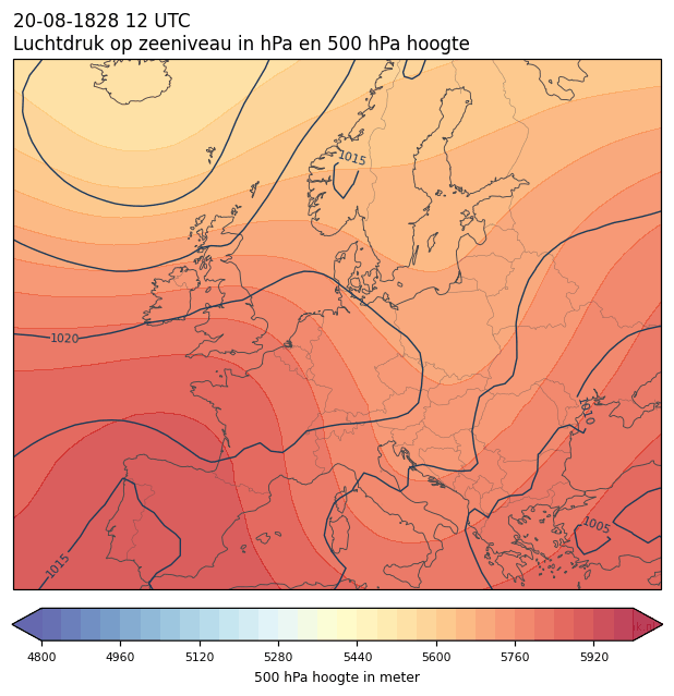 Weerkaart van 20 augustus 1828 om 12 UTC