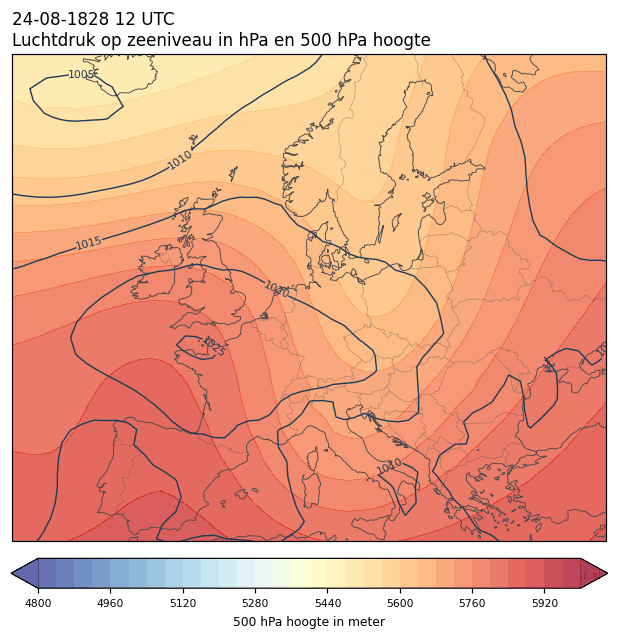 Weerkaart van 24 augustus 1828 om 12 UTC