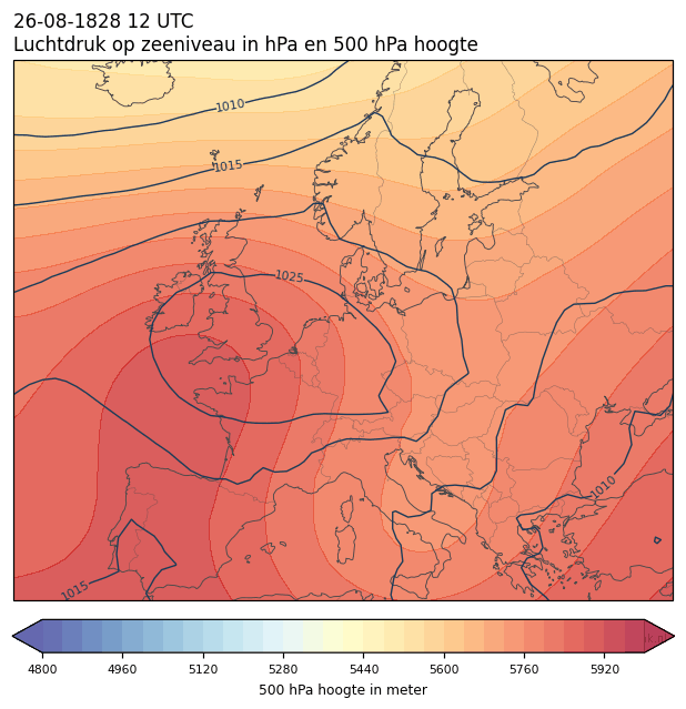 Weerkaart van 26 augustus 1828 om 12 UTC