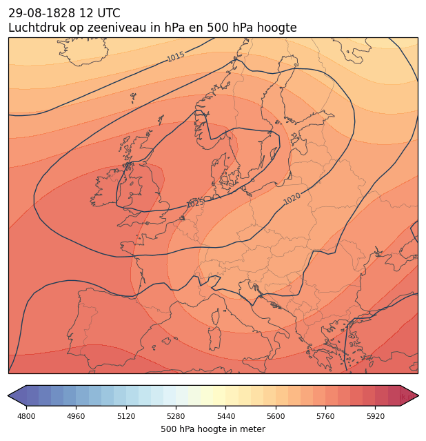Weerkaart van 29 augustus 1828 om 12 UTC