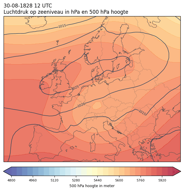 Weerkaart van 30 augustus 1828 om 12 UTC