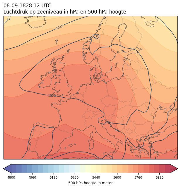 Weerkaart van 8 september 1828 om 12 UTC