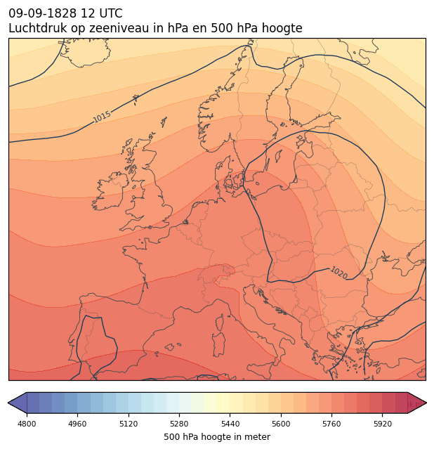 Weerkaart van 9 september 1828 om 12 UTC