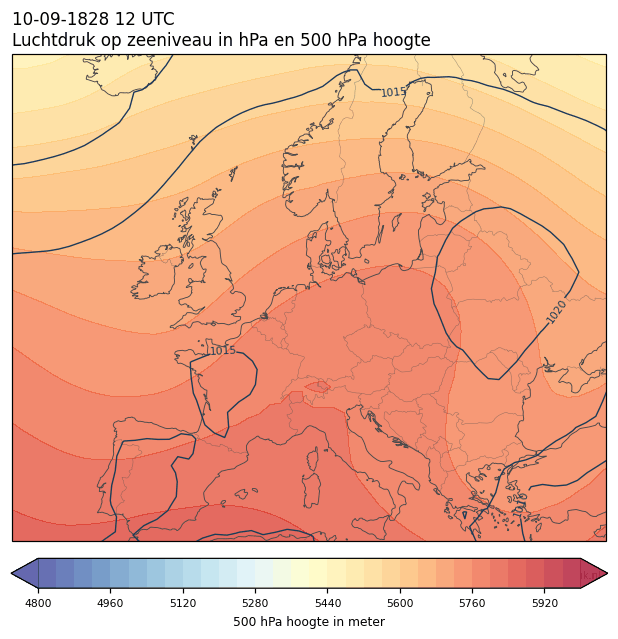 Weerkaart van 10 september 1828 om 12 UTC