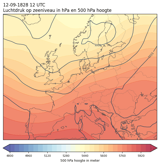 Weerkaart van 12 september 1828 om 12 UTC