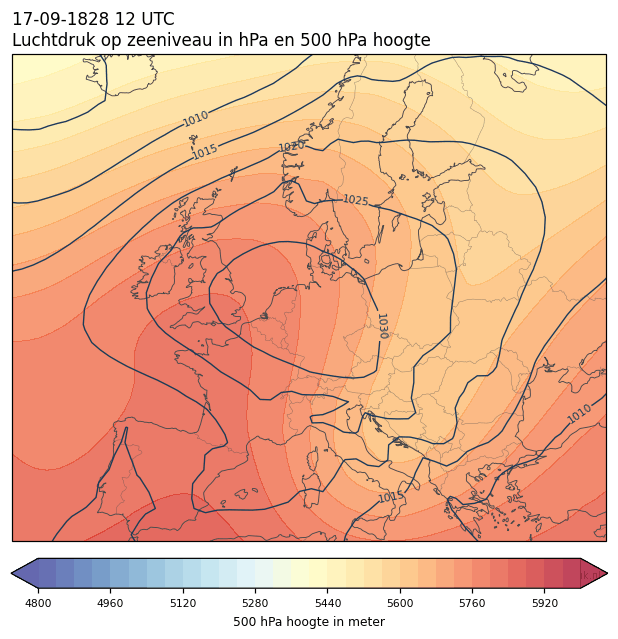 Weerkaart van 17 september 1828 om 12 UTC