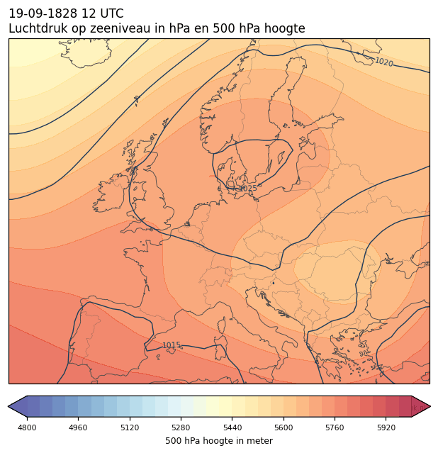 Weerkaart van 19 september 1828 om 12 UTC