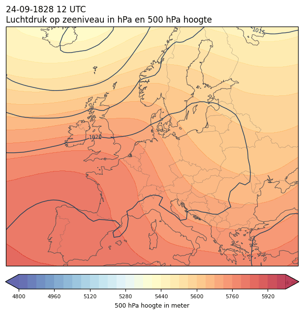 Weerkaart van 24 september 1828 om 12 UTC
