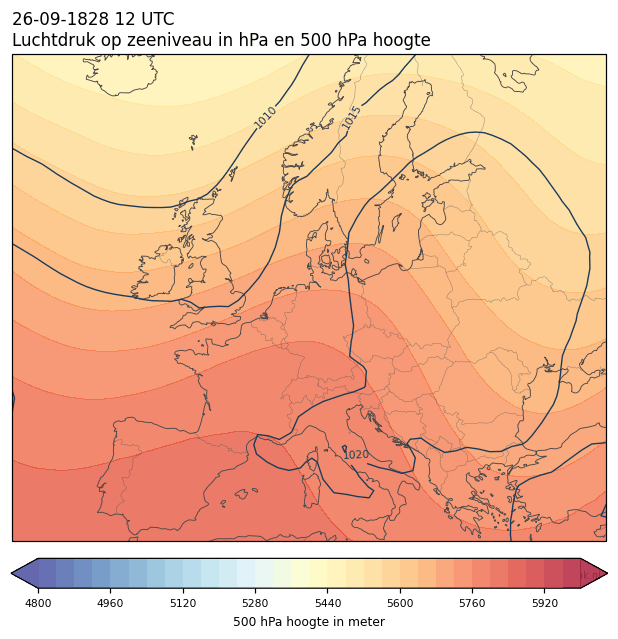 Weerkaart van 26 september 1828 om 12 UTC