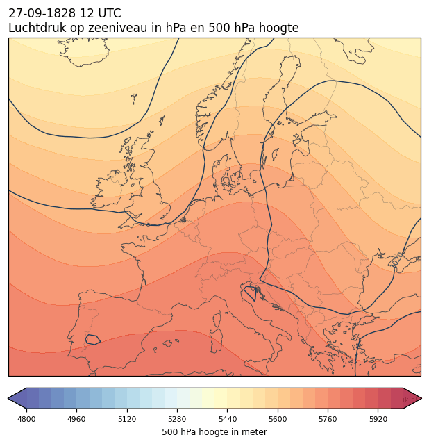 Weerkaart van 27 september 1828 om 12 UTC