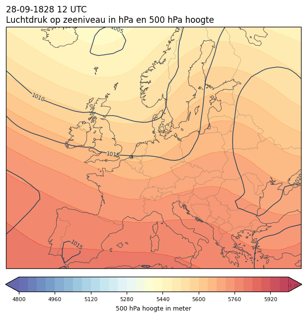 Weerkaart van 28 september 1828 om 12 UTC