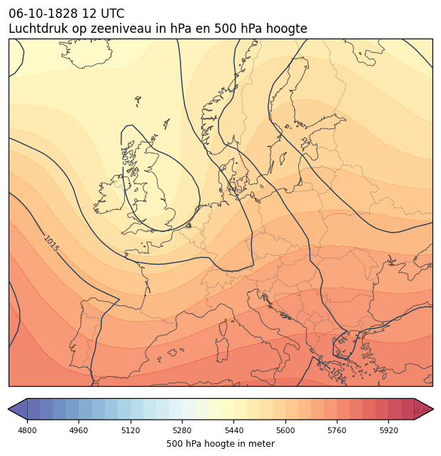 Weerkaart van 6 oktober 1828 om 12 UTC