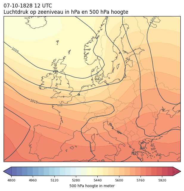 Weerkaart van 7 oktober 1828 om 12 UTC