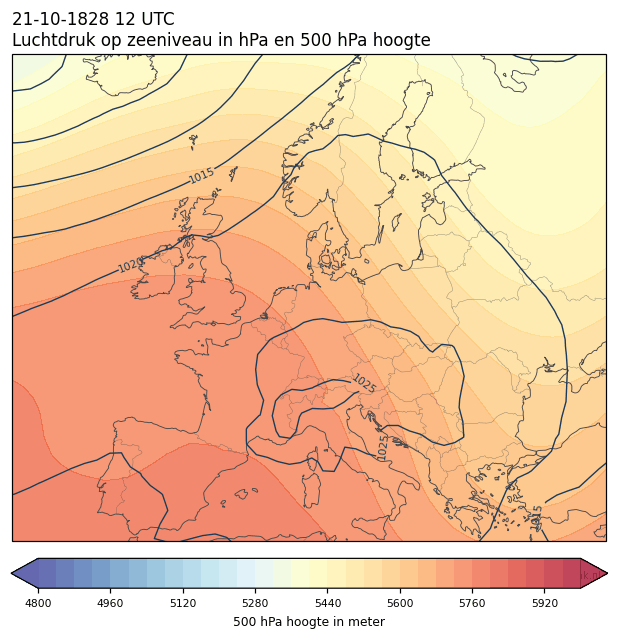 Weerkaart van 21 oktober 1828 om 12 UTC