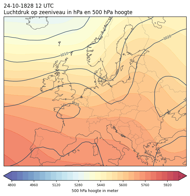 Weerkaart van 24 oktober 1828 om 12 UTC
