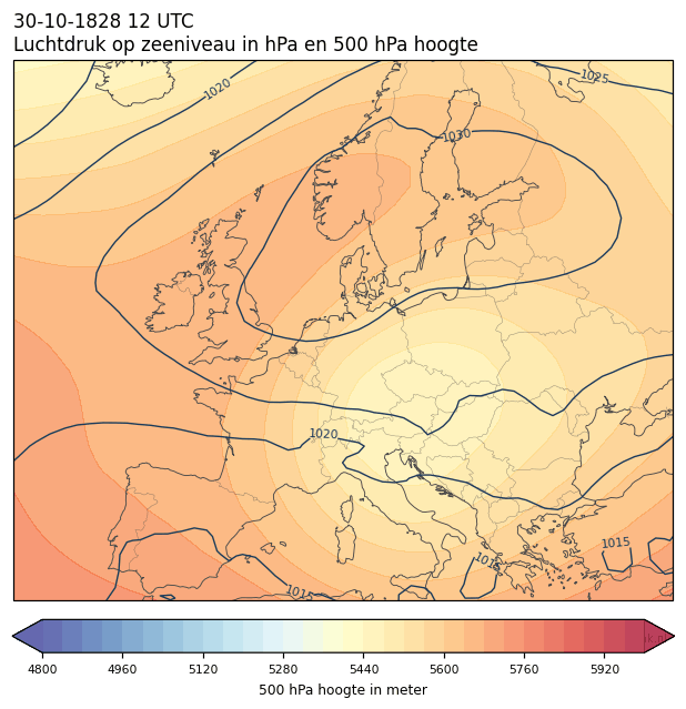Weerkaart van 30 oktober 1828 om 12 UTC