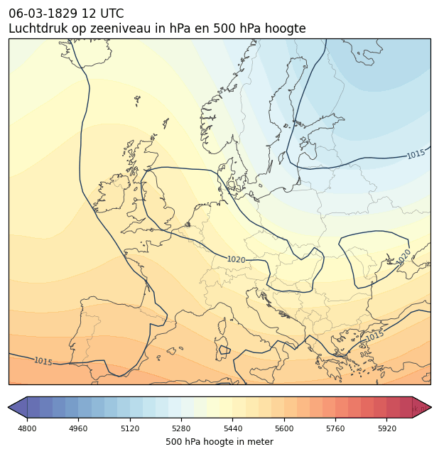 Weerkaart van 6 maart 1829 om 12 UTC