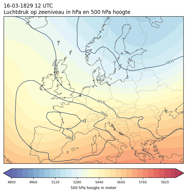Weerkaart van 16 maart 1829 om 12 UTC