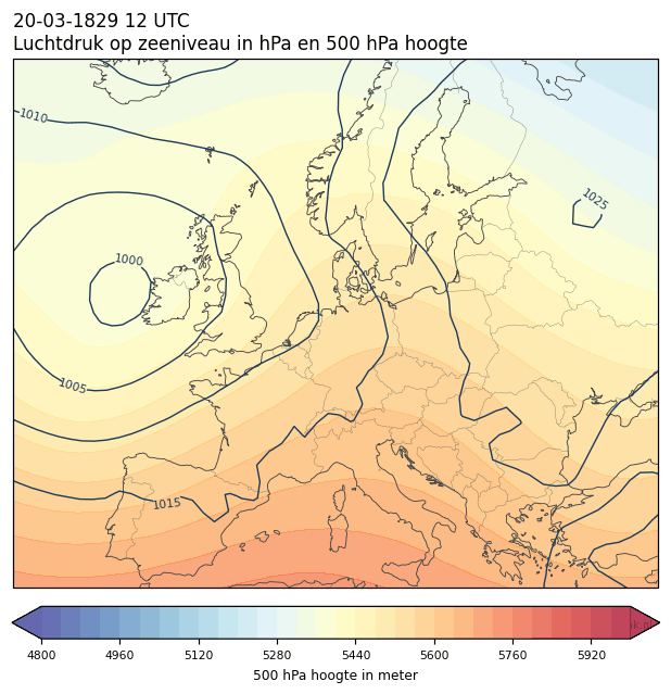 Weerkaart van 20 maart 1829 om 12 UTC