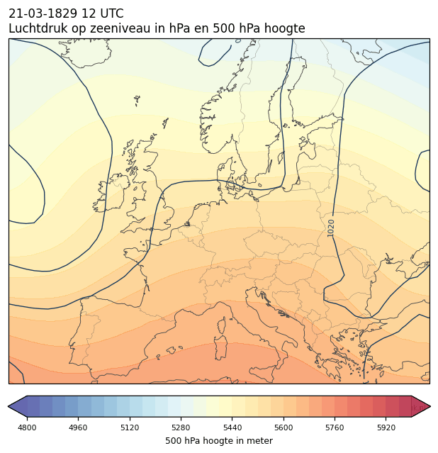 Weerkaart van 21 maart 1829 om 12 UTC