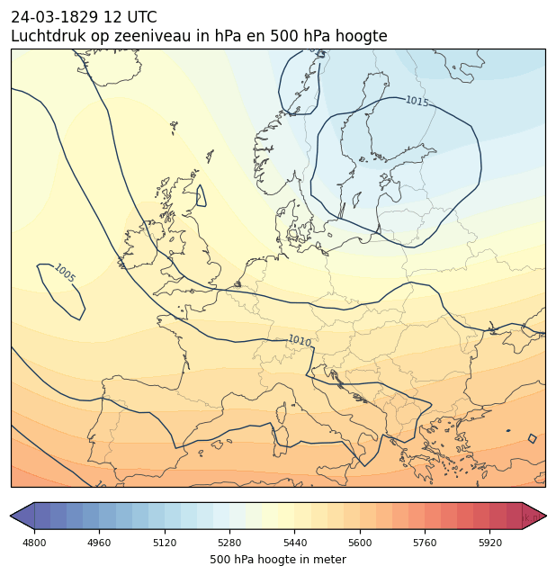 Weerkaart van 24 maart 1829 om 12 UTC