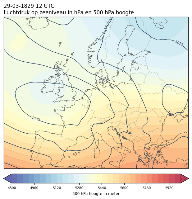 Weerkaart van 29 maart 1829 om 12 UTC