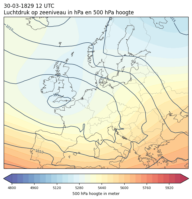Weerkaart van 30 maart 1829 om 12 UTC