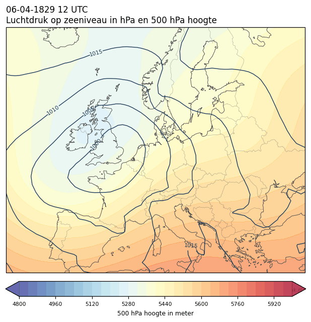 Weerkaart van 6 april 1829 om 12 UTC