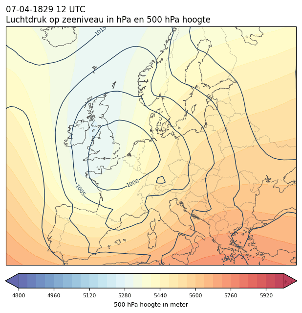 Weerkaart van 7 april 1829 om 12 UTC