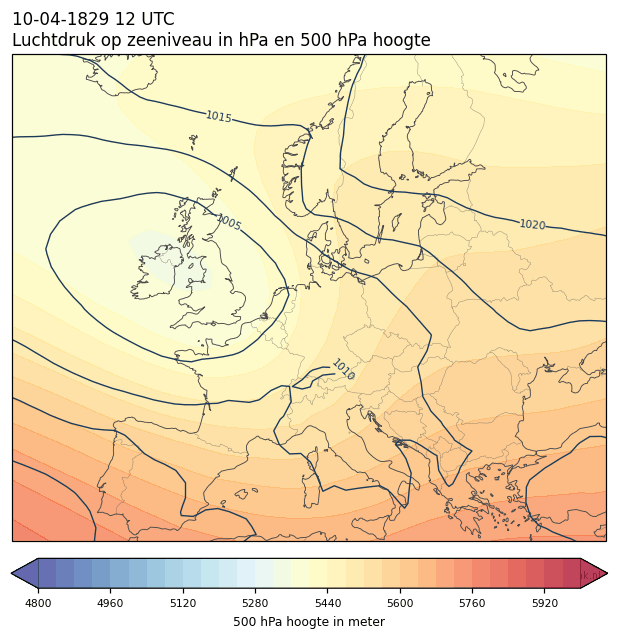 Weerkaart van 10 april 1829 om 12 UTC