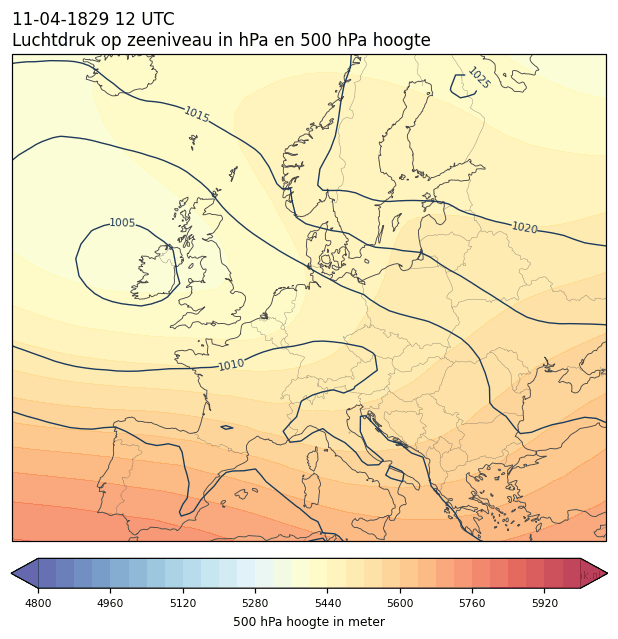 Weerkaart van 11 april 1829 om 12 UTC