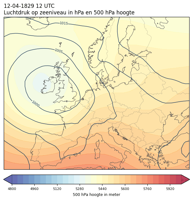 Weerkaart van 12 april 1829 om 12 UTC