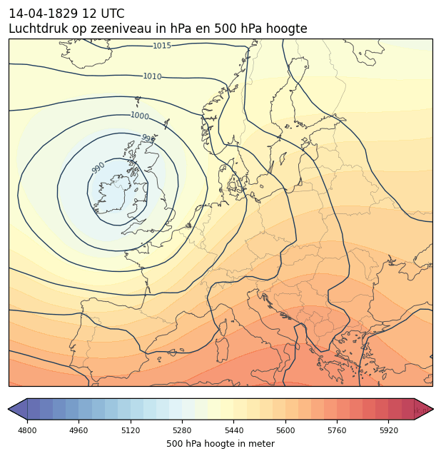 Weerkaart van 14 april 1829 om 12 UTC