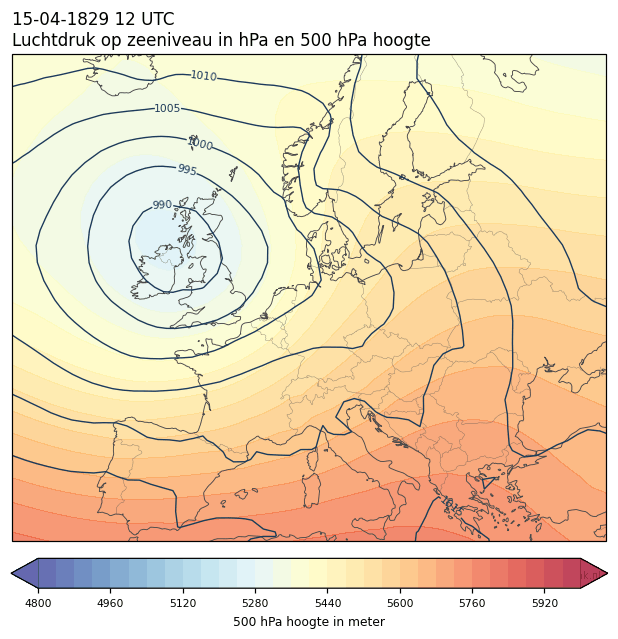 Weerkaart van 15 april 1829 om 12 UTC