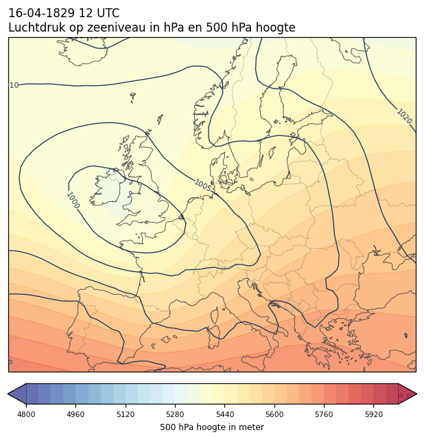 Weerkaart van 16 april 1829 om 12 UTC