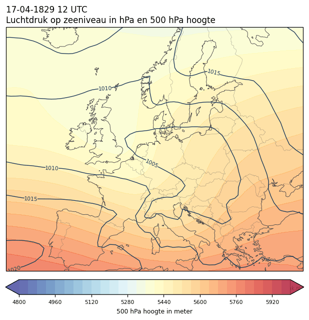 Weerkaart van 17 april 1829 om 12 UTC
