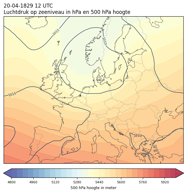 Weerkaart van 20 april 1829 om 12 UTC