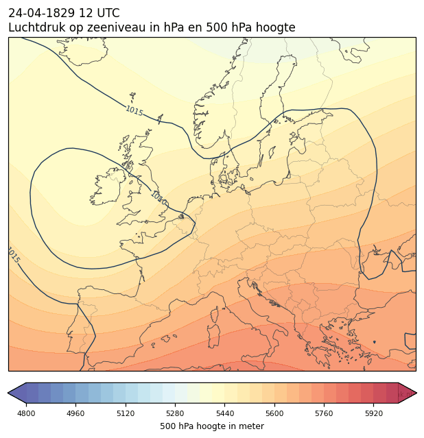 Weerkaart van 24 april 1829 om 12 UTC