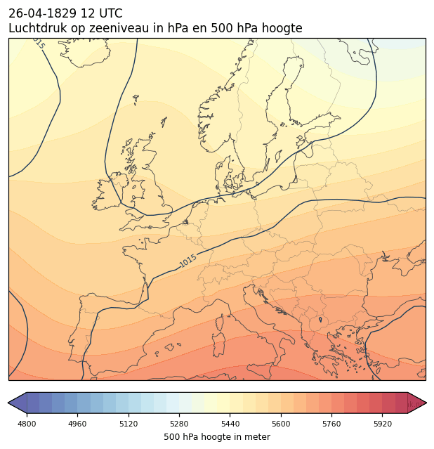 Weerkaart van 26 april 1829 om 12 UTC