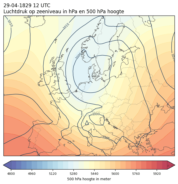 Weerkaart van 29 april 1829 om 12 UTC